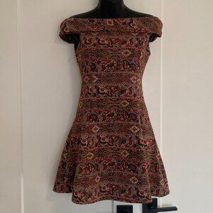 ZARA Trafaluc Paisley Multicolour Boat Neck Sleeveless Mini Dress Size Small